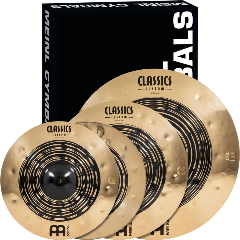 Meinl Cymbals Classics Custom Dual Complete Cymbal Set Box Pack (Video) for Drumkit (35,56-50,80cm) B12 Bronze, Dark Finish and Brilliant Finish - Made in Germany (CCDU141620)