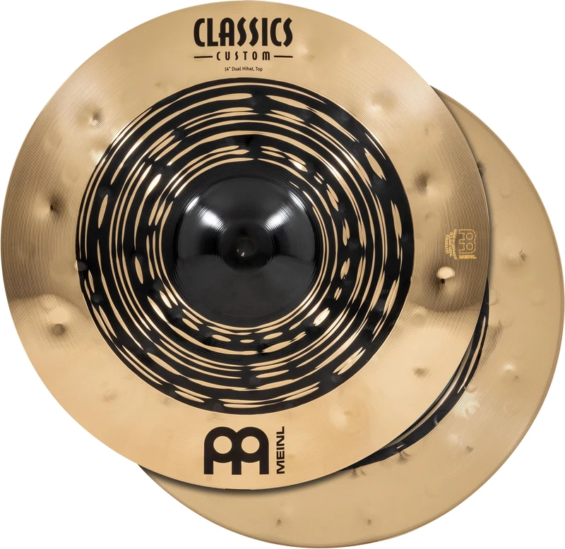 Meinl Cymbals Classics Custom Dual Hihat Cymbal 14 inch (Video) for Drumkit (35,56cm) B12 Bronze, Dark Finish and Brilliant Finish - Made in Germany (CC14DUH)