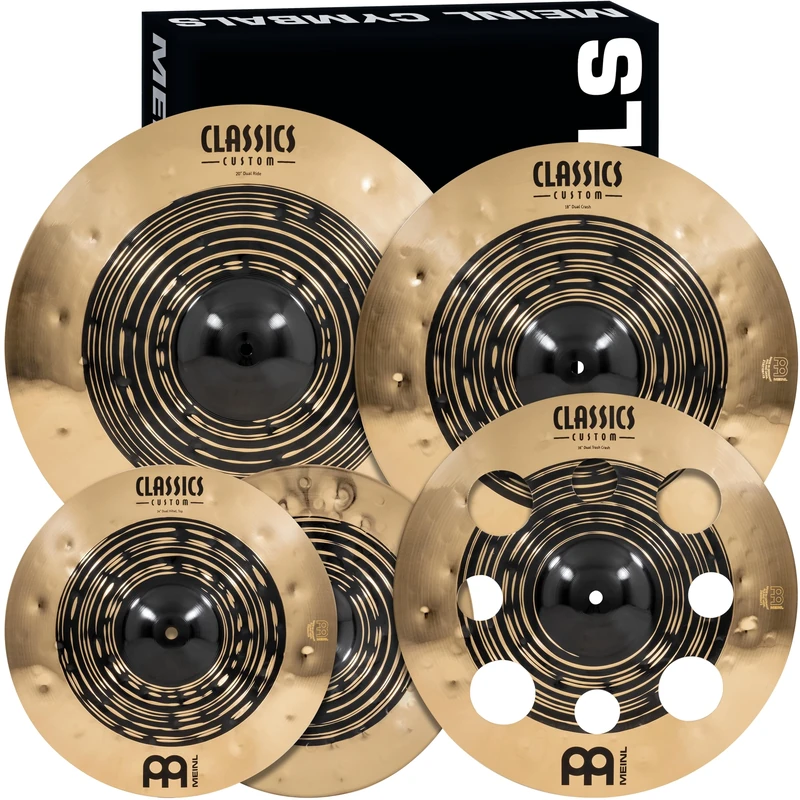 Meinl Cymbals Classics Custom Dual Expanded Cymbal Set Box Pack (Video) for Drumkit (35,56-50,80cm) B12 Bronze, Dark Finish and Brilliant Finish - Made in Germany (CCDU4680)