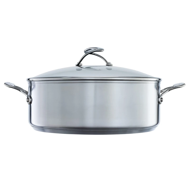 Circulon SteelShield Stainless Steel Stock Pot with Lid 30cm / 7.1L - Induction Stock Pot with Hybrid Non Stick & Toughened Glass Lid & Stay Cool Handles, Dishwasher Safe Cookware