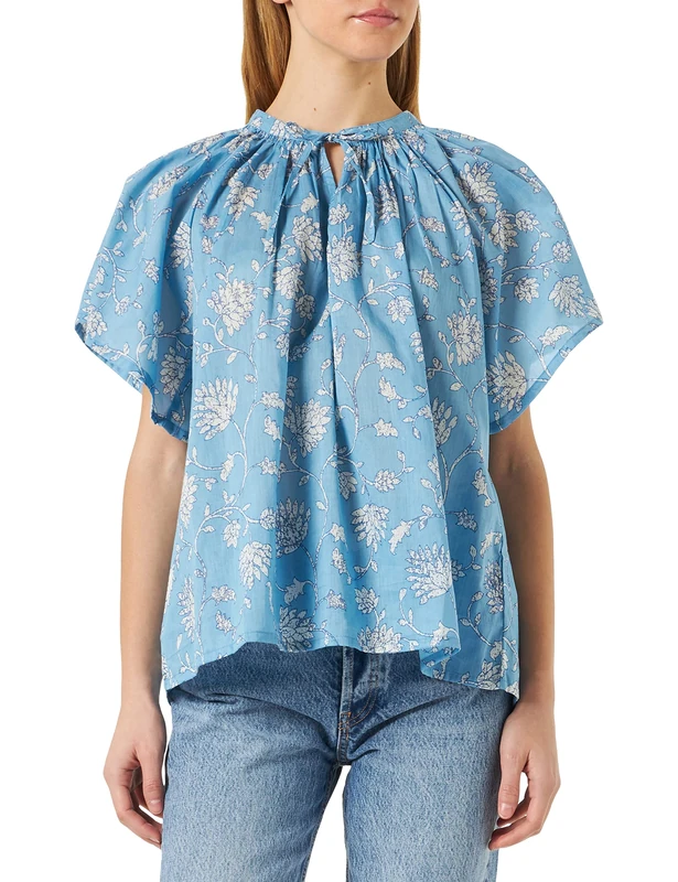 Part Two Women's PardisPW to Top Relaxed fit Vest Top, Dusk Blue Block Print, 36
