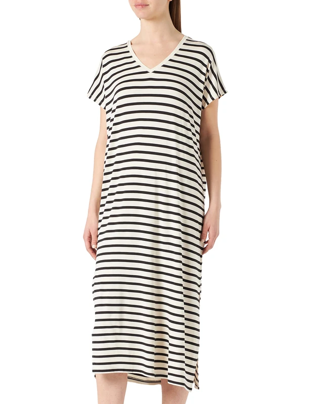 Part Two Women's PattiPW DR Dress Relaxed fit Dress, Black Stripe, Large