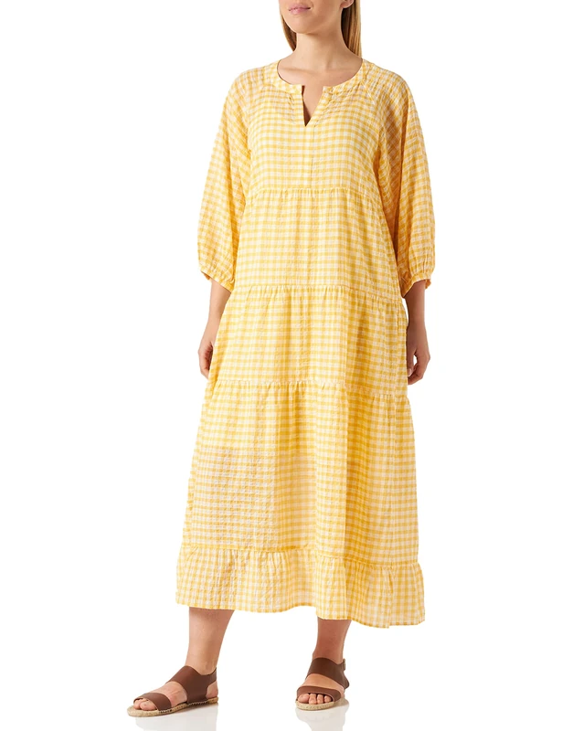 Part Two Women's PhilinePW DR Dress Relaxed fit, Amber Yellow Check, 32