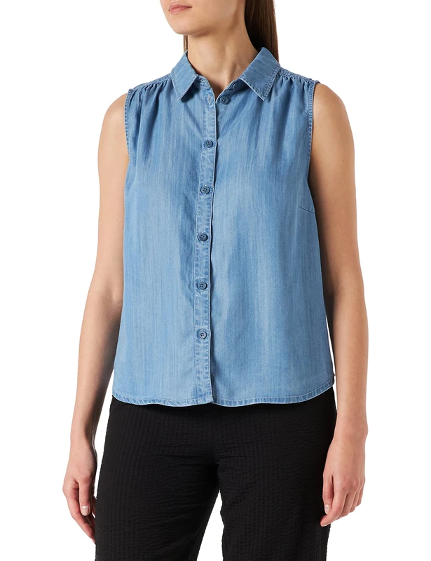 Part Two Women's PolinePW to Top Relaxed fit Vest, Light Blue Denim, 42