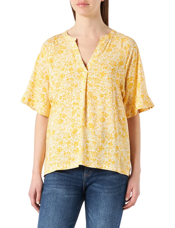 Part Two Women's PetinaPW BL Blouse Relaxed fit Blouse, Yellow Painted Flower, 32