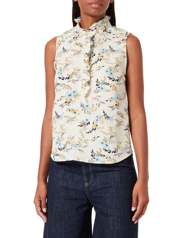 Part Two Women's PoulaPW to Shirt Classic fit, Blue Leaf Bouquet Print, 16 UK