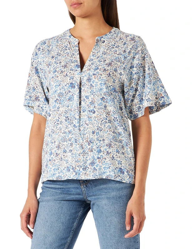 Part Two Women's PetinaPW BL Blouse Relaxed fit Blouse, Blue Painted Flower, 48 - Image 1