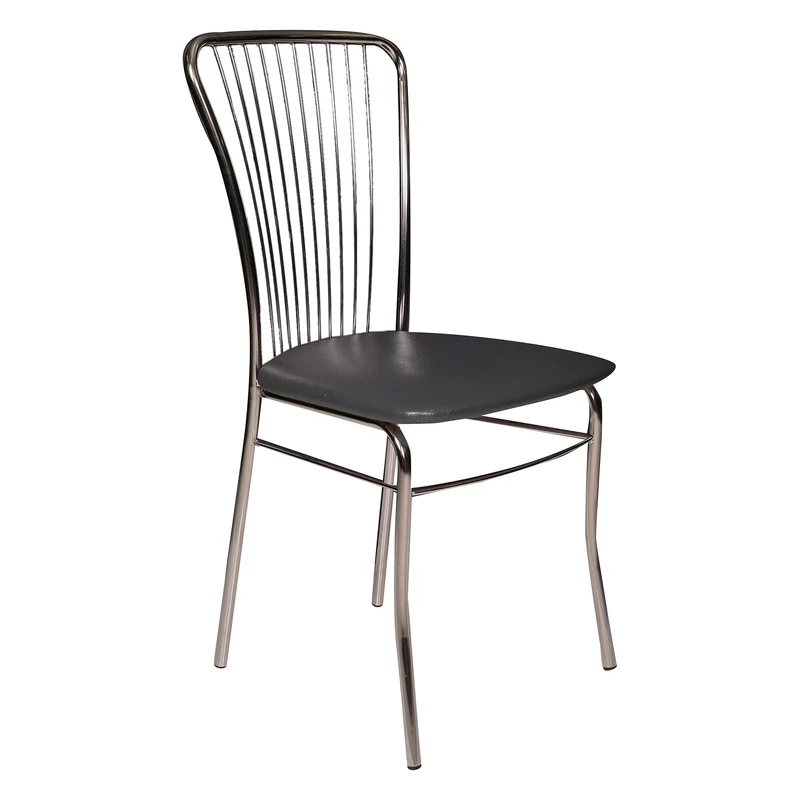 Dmora - Modern chair in eco-leather, for dining room, kitchen or living room, cm 45x45h93, Anthracite