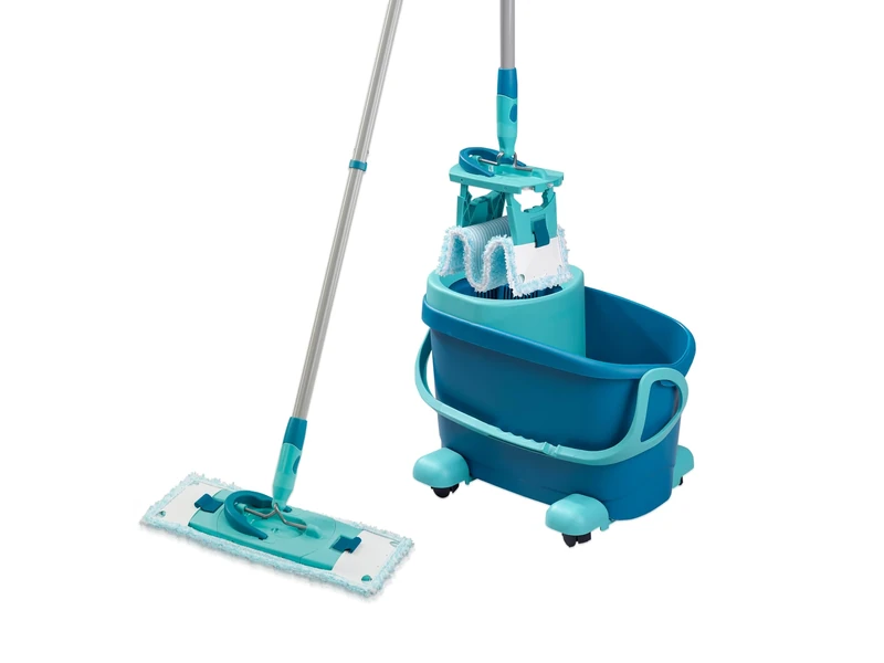 Leifheit Clean Twist M Ergo Mobil Mop and Bucket Set, Mop, Moisture controlled Spin, Faster cleaning Spin mop, Easy-steer Micro Fibre Head with 360° Joint, Twist Mop with Wheels, Mop Head 33 cm Wide
