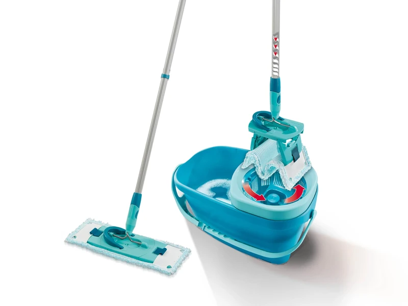 Leifheit Clean Twist M Ergo Mop and Bucket Set, Mop 33 cm wide, Moisture controlled Spin, Faster cleaning Spin mop, Easy-steer Micro Fibre head with 360° joint, Twist Mop