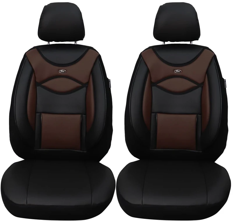 BREMER SITZBEZÜGE Dimensions Seat Covers Faux Leather for Car Seats Compatible with Audi A8 4N 2017 Driver and Passenger Seat Protector Seat Cover FB:D103 (Black/Brown)