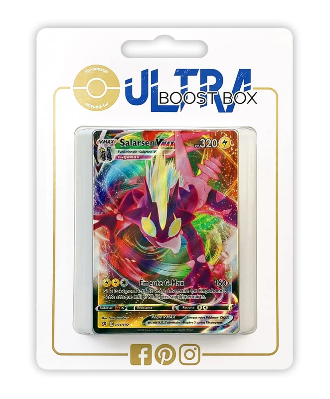 Salarsen VMAX (Toxtricity VMAX) 71/192 Full Art - Ultraboost X Epée et Bouclier 2 Clash des Rebelles - Box of 10 Pokemon French cards - Image 1