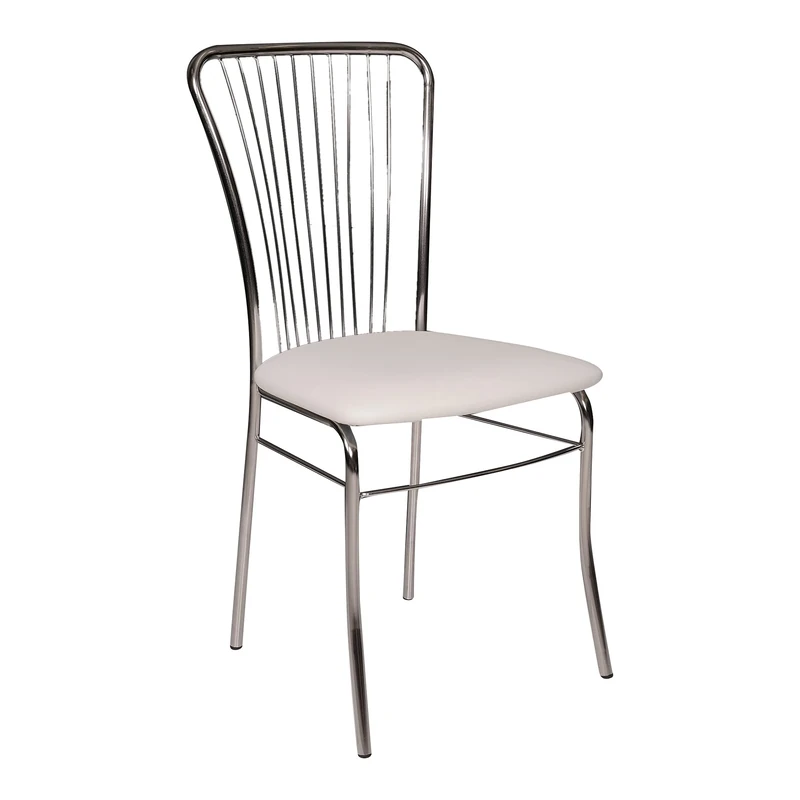 Dmora - Modern chair in eco-leather, for dining room, kitchen or living room, cm 54x45h93, white color