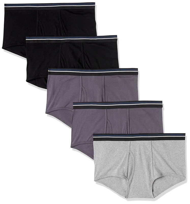 Amazon Essentials Men's AEMCT22M5 5Briefs, Black/Grey/Charcoal, 6XL (Manufacturer Size:6XL)