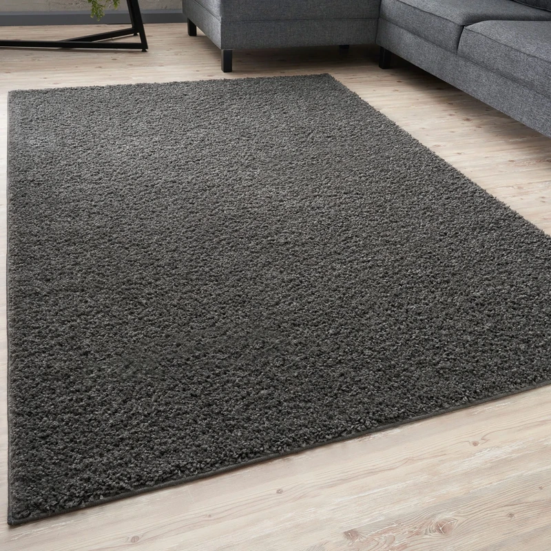 THE RUGS Living Room Rug - Shaggy Soft And Elegant Carpets For The Bedrooms And Kitchen, Easy To Clean, Many Different Sizes (140x200 cm, Dark Grey)