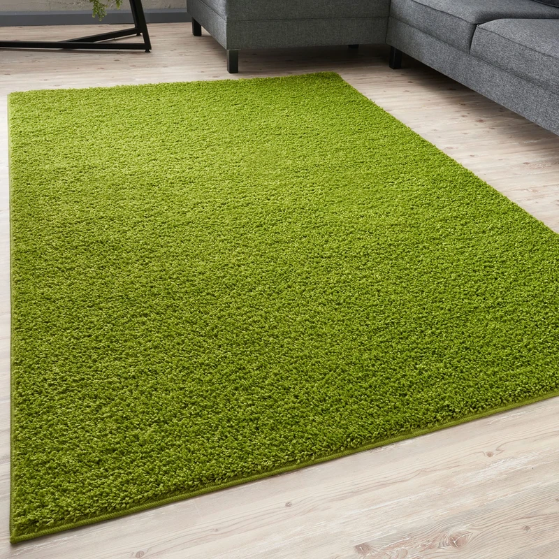 THE RUGS Living Room Rug - Shaggy Soft And Elegant Carpets For The Bedrooms And Kitchen, Easy To Clean, Many Different Sizes (80x300 cm, Green)