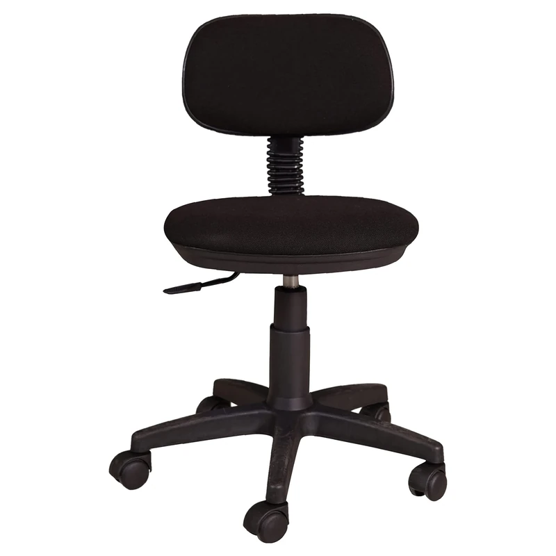 Dmora - Office chair on wheels, Lift chair, Padded fabric chair, 58x53h77 / 87 cm, black color