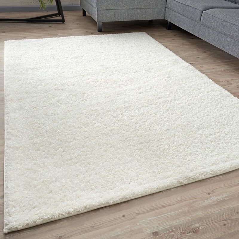 THE RUGS Living Room Rug - Shaggy Soft And Elegant Carpets For The Bedrooms And Kitchen, Easy To Clean, Many Different Sizes (80x300 cm, White)