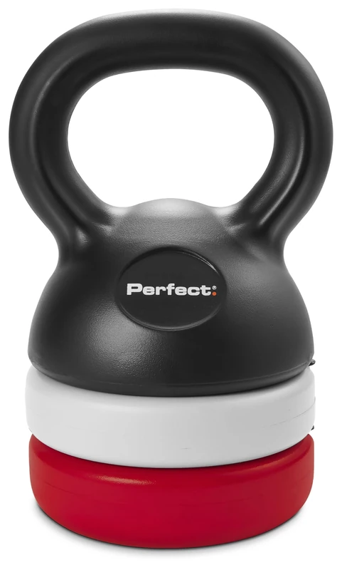 Perfect Fitness Adjustable Kettlebell Weights, From 3-12lbs/1.4-5.5kg, Suitable for Home Gym, Targets Total Body, Unisex, One Size, Black, Red, Grey