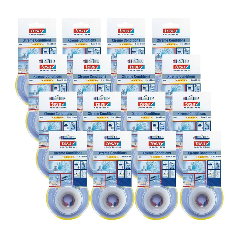 tesa 4600 Xtreme Conditions - Sealing Tape without Adhesive for Hermetic Sealing - Self-Welding Silicone Tape - for Indoor and Outdoor Use - Colourless - Each 3 m x 2.5 cm | Pack of 16