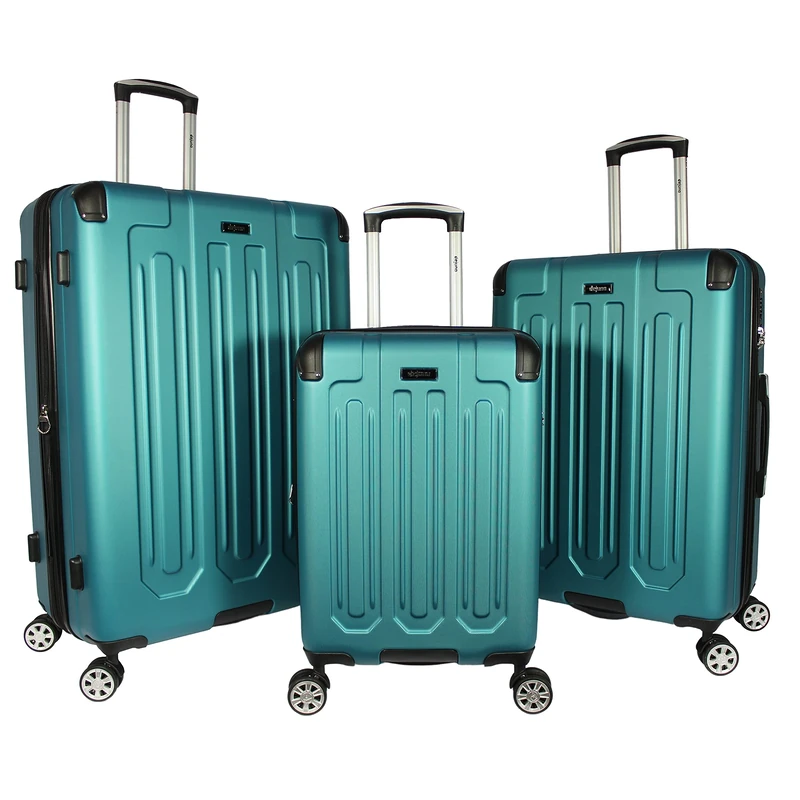 Dejuno Tutin 3-Piece Hardside Spinner Luggage Set with TSA Lock, Turquoise, 3-Piece Set, Tutin 3-Piece Hardside Spinner Luggage Set with TSA Lock