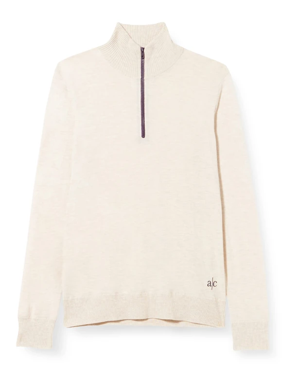 Active Cashmere Men's A|C Sport Performance Quarter Zip top Cardigan Sweater, Beige, Small