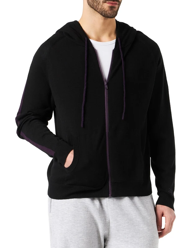 Active Cashmere Men's A|C Sport Perfromance Hooded top Sweatshirt, Black, Medium - Image 1
