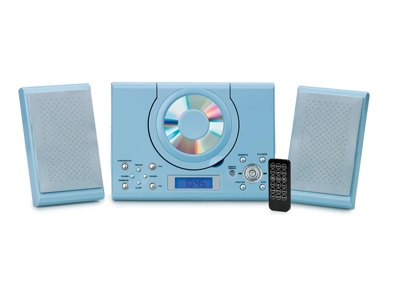 CD Player with Speakers - HiFi System for Home with Radio, USB, MP3, Clock Alarm & Remote - Compact Stereo System with Wall Mount Design - Small CD Players for Home - GTMC-101