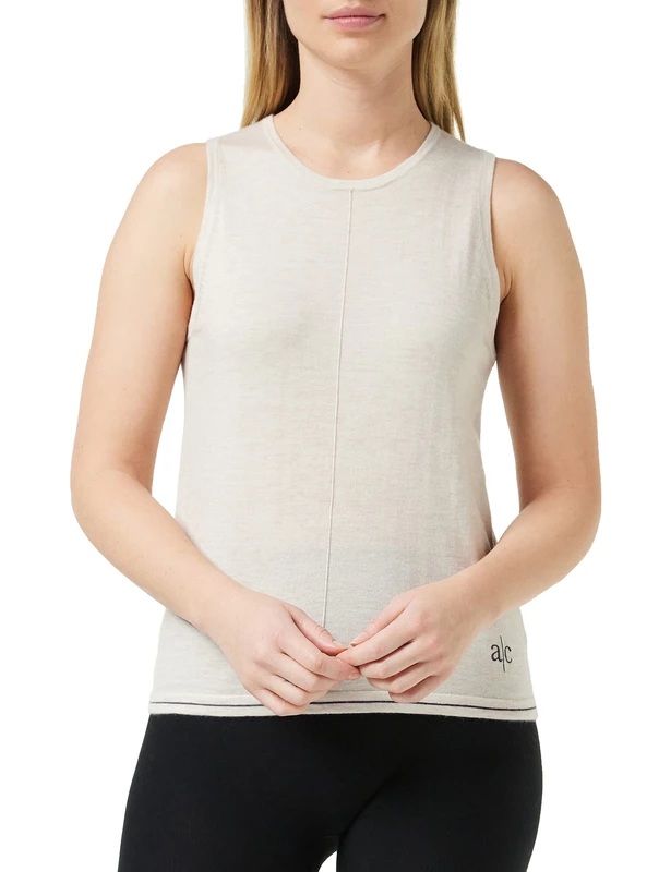 Active Cashmere Women's A|C Sport Performance Vest Sweater, Beige, Large - Image 1