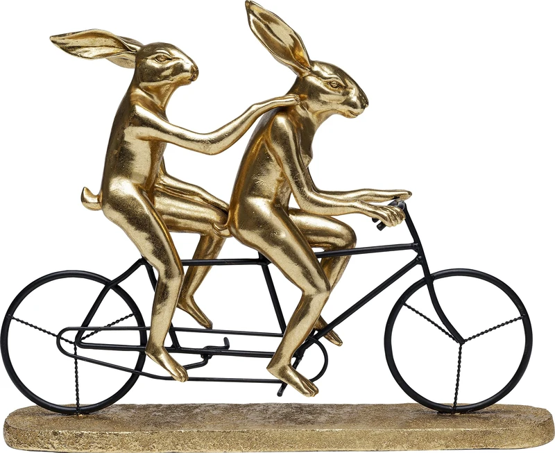 Kare Design Deco Object Tandem Rabbits, Gold, Steel, Elegant, Animal Statue, Gift Idea, Decorative Home Accessories, Room Decor, Home Decor for Living Room, 34x43x11 cm