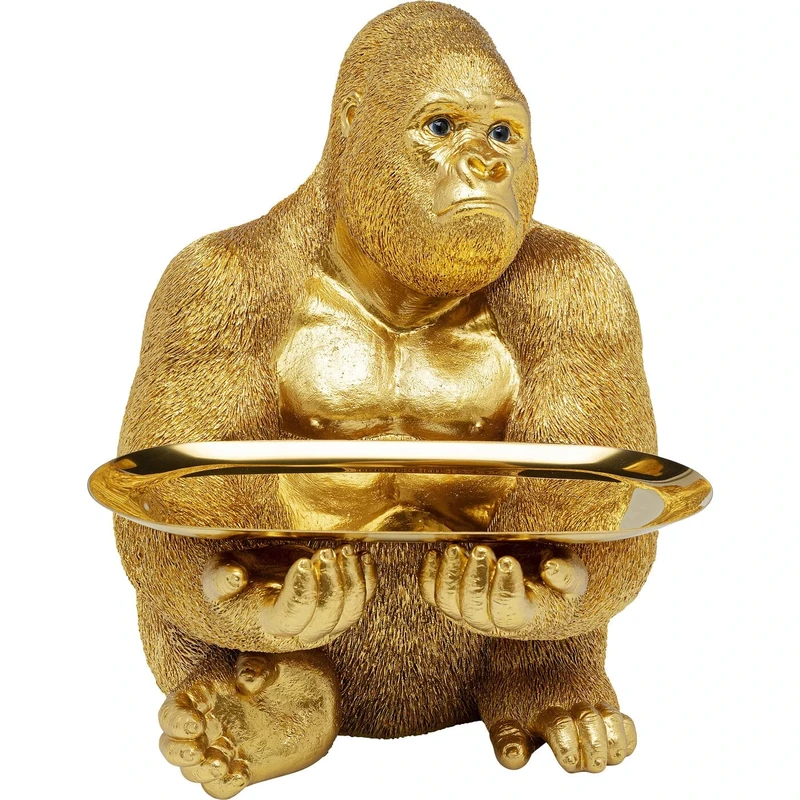 KARE Design Deco Figurine Gorilla Butler, Gold, Elegant, Animal Statue, Handmade, Unique Gift Idea, Decorative Home Accessories, Room Decor, Home Decor for Living Room, 37x29x32 cm
