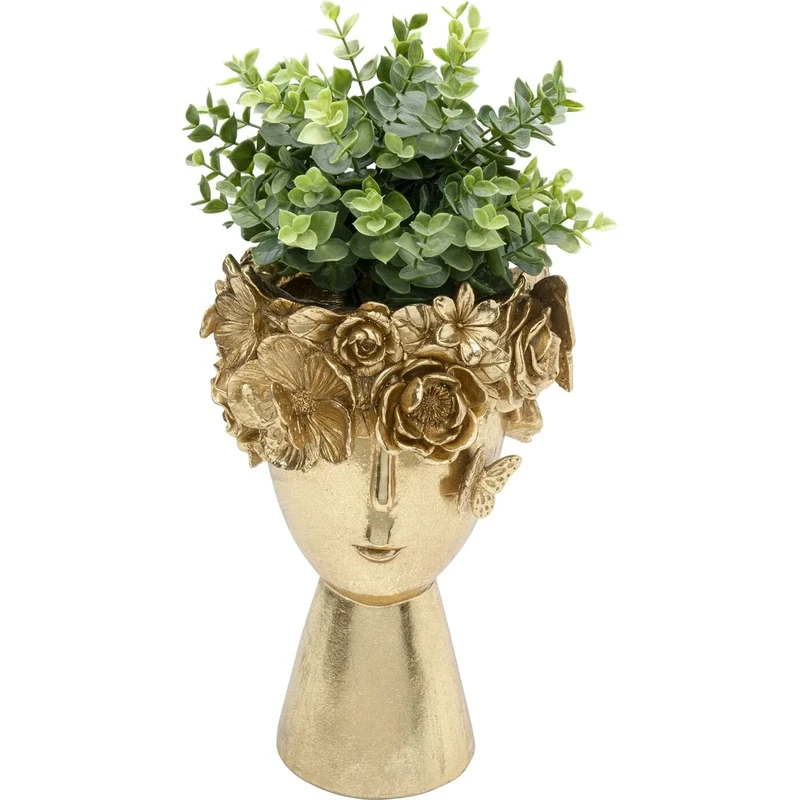 Kare Design Deco Vase Flowercrown, Gold, Decorative Vase for Artificial Flowers, Elegant, Room Decor, Home Decor, Table Decoration for Living Room, Bedroom, Home Office, 31 x 19 x 20 cm (H/W/D)
