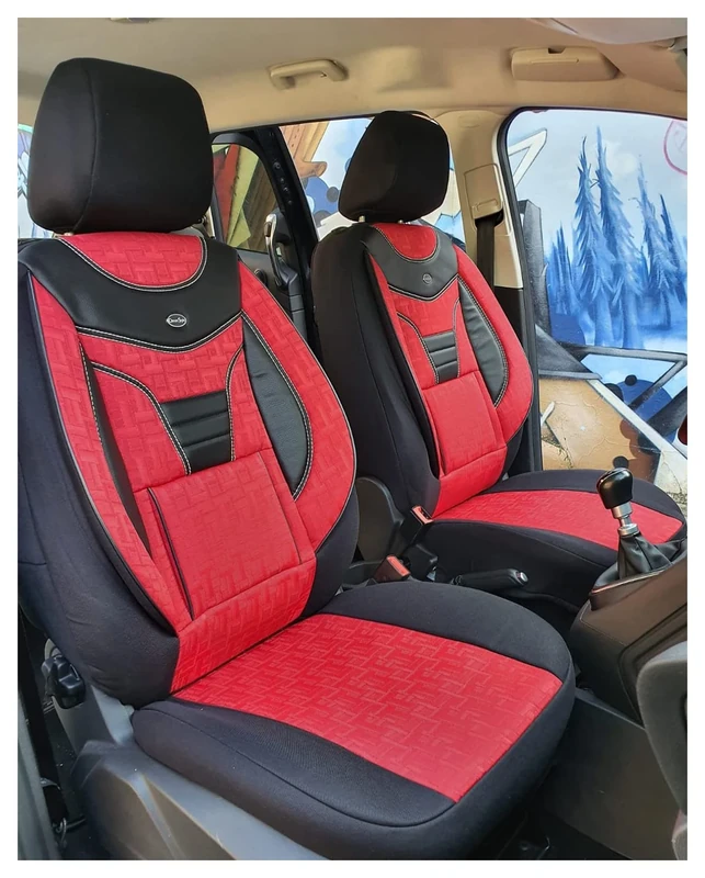 BREMER SITZBEZÜGE Seat Covers for Car Seats Compatible with Volvo S60 Cross Country 2014 Driver and Passenger Protective Covers Seat Protector Seat Cover FB:903 (Red/Black)