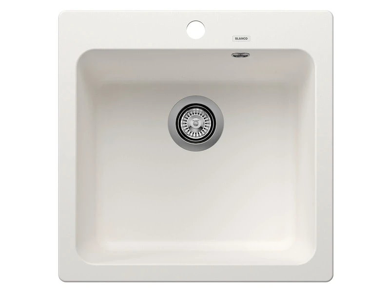 BLANCO NAYA 5 | SILGRANIT Sink in White | Installation Type: Inset Installation from Above | for 50 cm Wide Base cabinets | Spacious Bowl Volume | Easy-Care Surface | [51.5x51x21.2 cm]