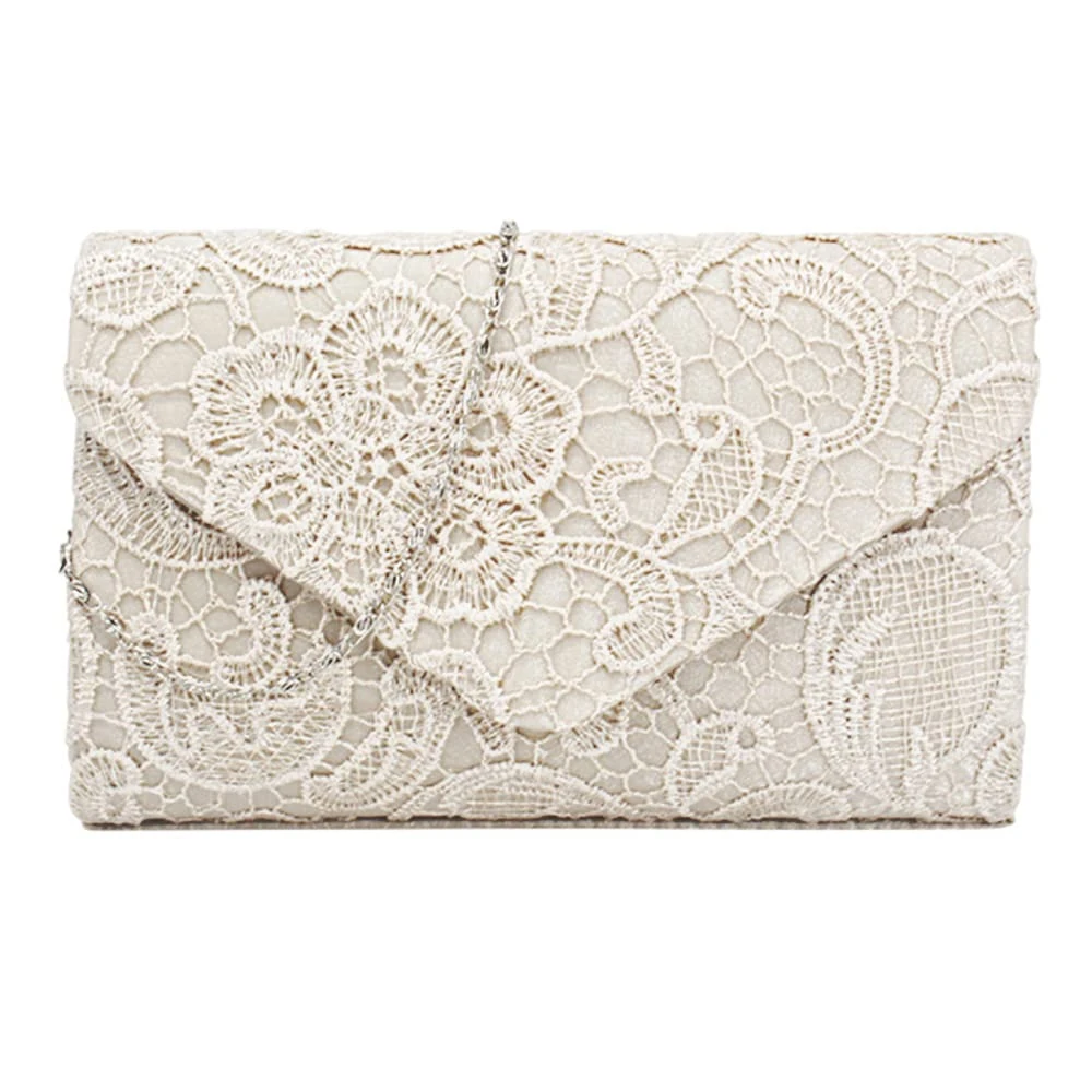 NANDEYIBI Lace Envelope Clutch, Womens Floral Lace Envelope Clutch Purses, Elegant Handbags For Parties and Wedding Occasions(22cm*13cm*5cm, Almond)