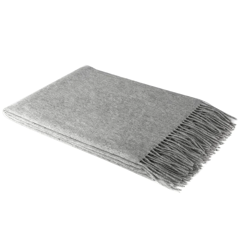 INTE IVE CARE 100% pure Cashmere Scarf with Fringed Edges, Super large size for Men and Women,Warm & Soft,Colors Available in Solid/Plaid, Solid Color&light Gray, Large