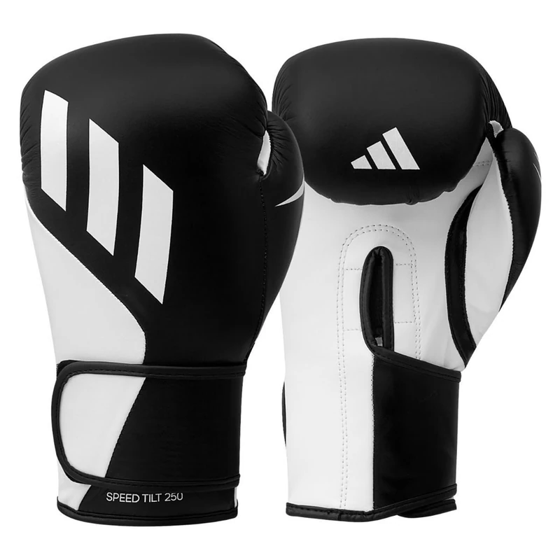 Adidas Speed Tilt 250 Boxing Gloves with Innovative TILT Technology, Black/White, 16 oz