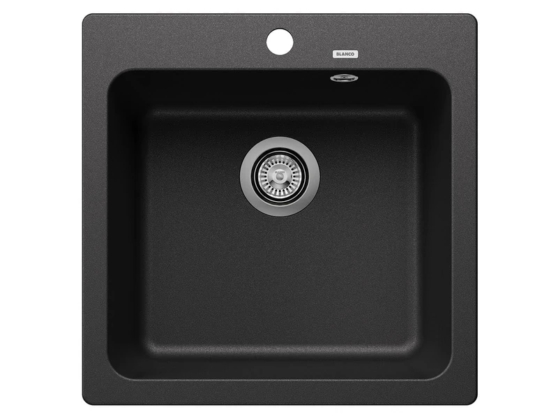 BLANCO NAYA 5 | SILGRANIT Sink in Anthracite | Installation Type: Inset Installation from Above | for 50 cm Wide Base cabinets | Spacious Bowl Volume | Easy-Care Surface | [51.5x51x21.2 cm]