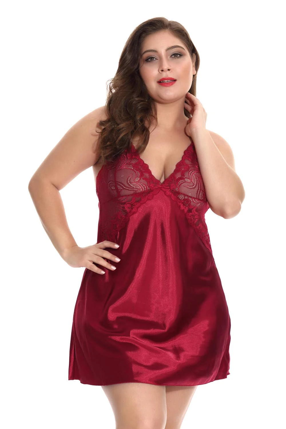 Erotic Clothing for Women Women's Sexy Lace Underwear Corset Camis-Wine_Red_S