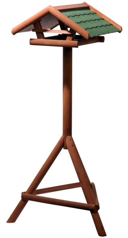 dobar Panorama Bird Feeder with Bitumen Roof and Stand, 44 x 44 x 121.5 cm, Pine