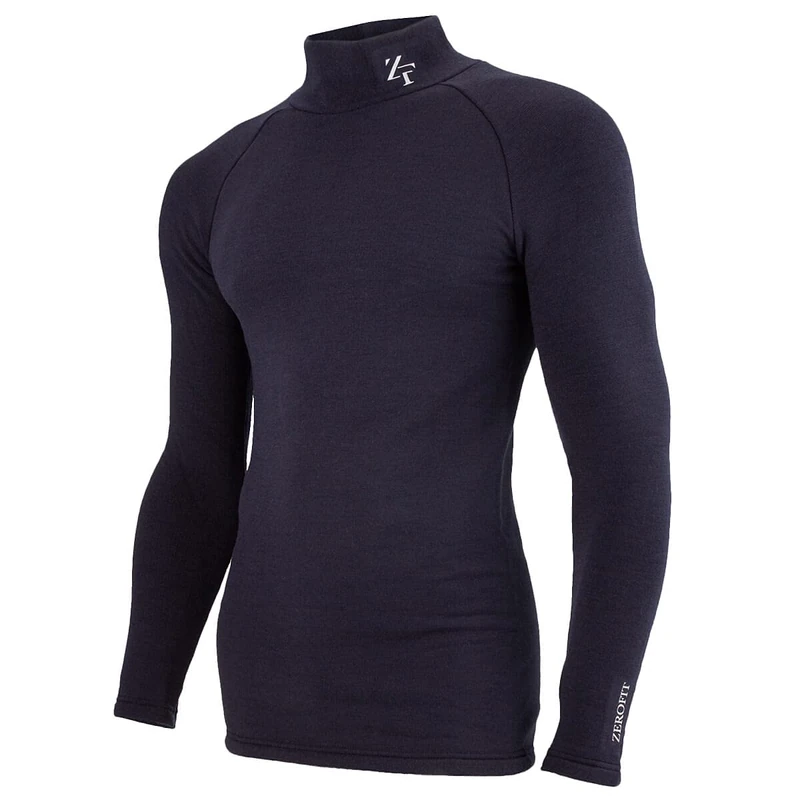 ZEROFIT Mens Heat Rub Ultimate Mock Neck Baselayer - Navy - XL