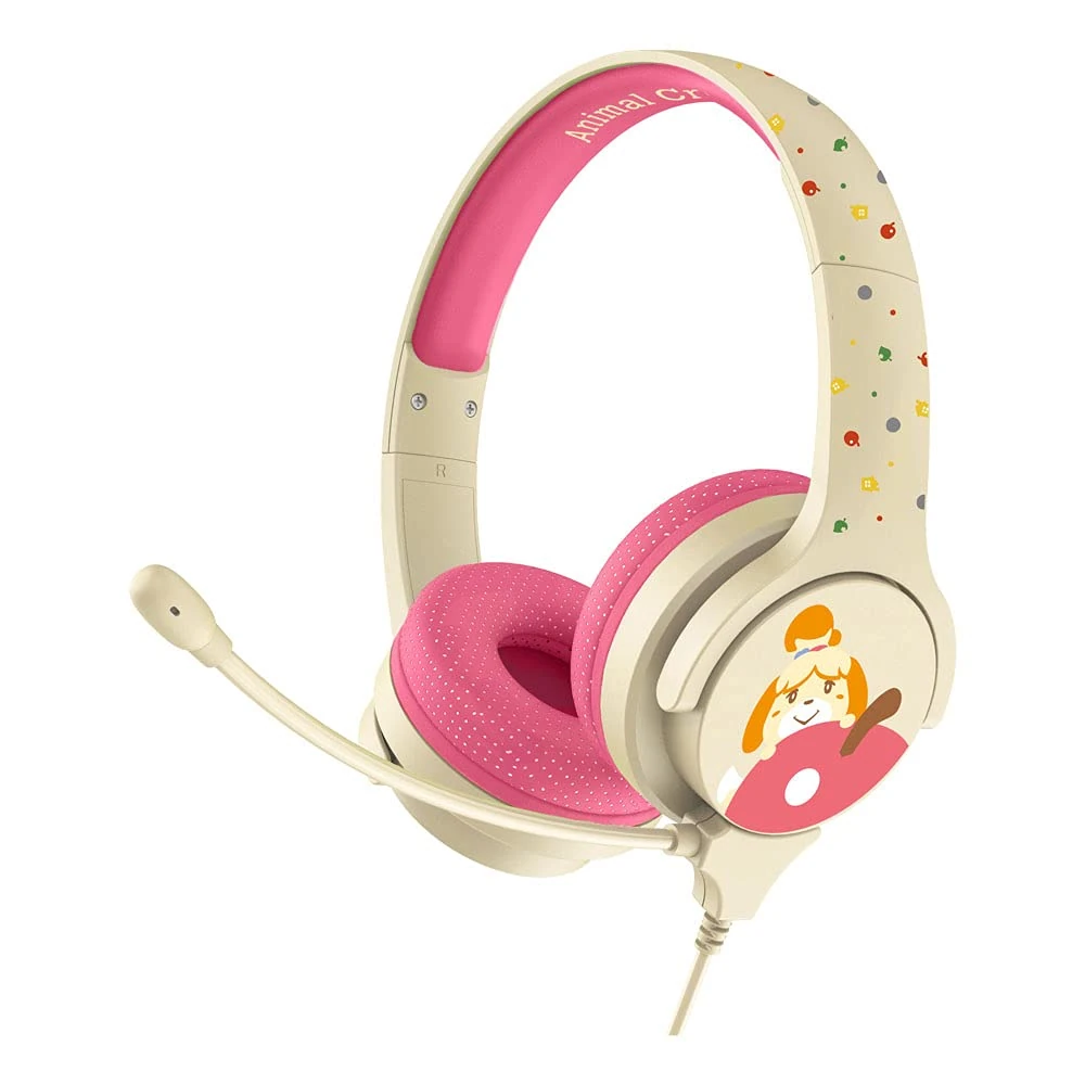 Animal Crossing NINTENDO Isabelle Interactive Study Premier Children's Headphone with Boom Microphone, 3 Years and Above, Cream/Pink (AC0848)