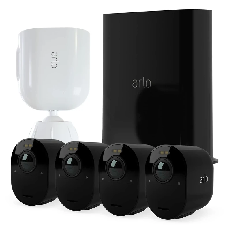 Arlo Ultra 2 Outdoor Smart Home Security Camera CCTV System and FREE Security Mount bundle, 4 Camera kit - black, With Free Trial of Arlo Secure Plan