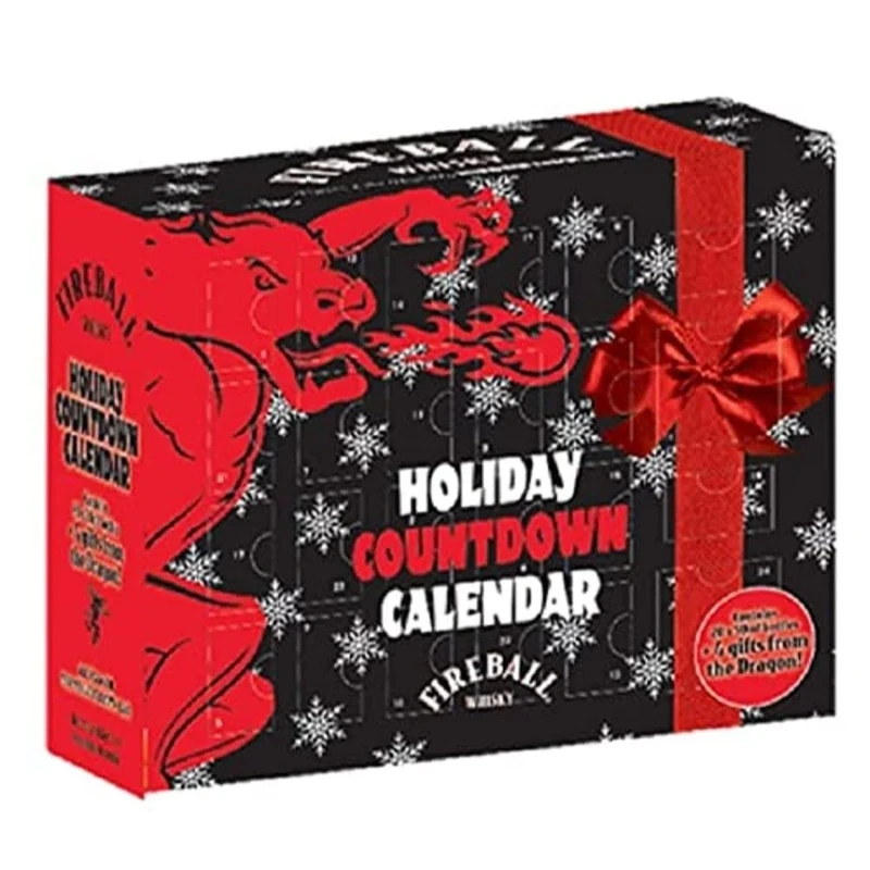 Fireball - Christmas Advent Calendar - Fireball Cinnamon Whisky Liqueur ABV 33%, - Contains 5cl x 20 with 4 items of exclusive Fireball merchandise