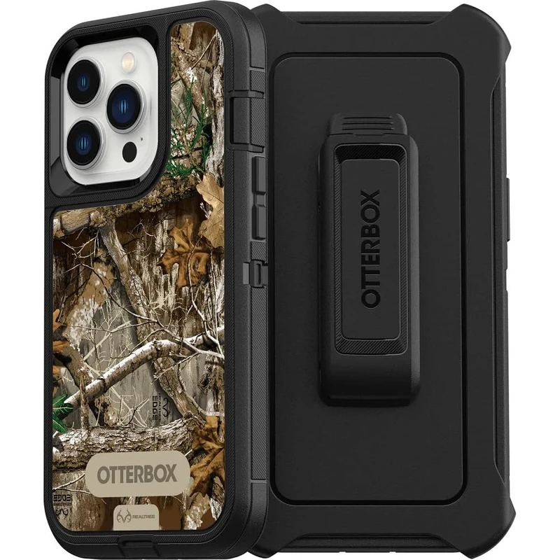 OtterBox iPhone 13 Pro (ONLY) Defender Series Case - Black/Realtree (CAMO), Rugged & Durable, with Port Protection, Includes Holster Clip Kickstand
