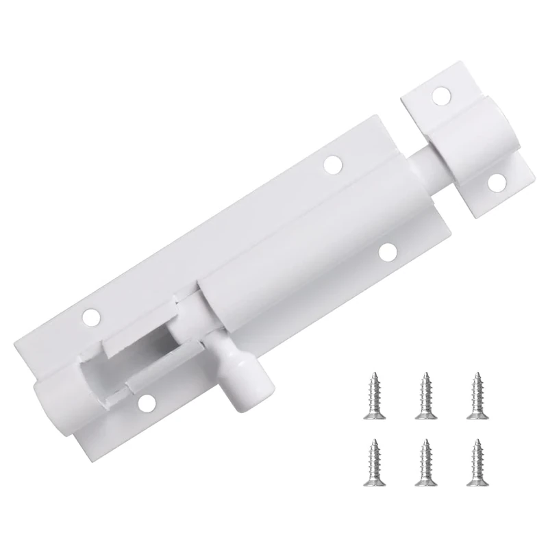 Door Lock Bolts Security Slide Latch Lock Barrel Bolt Strong Stainless Steel Matte for Bathroom, Bedroom, Gates, Shed, Garden - Door Latch Slide Bolts Lock with Screws(1pcs,White)