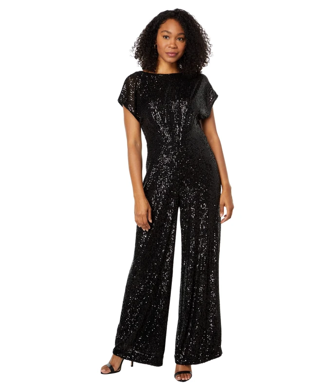 Maggy London Women's Wide Neck Jumpsuit Dress, Black, 10
