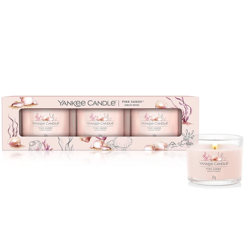 Yankee Candle Pink Sands Votive Set - 3 Count Soy Blend