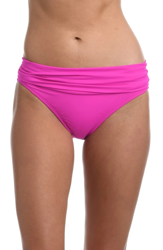 La Blanca Women's Island Goddess Shirred Band Hipster Bikini Swimsuit Bottom, Orchid, 20