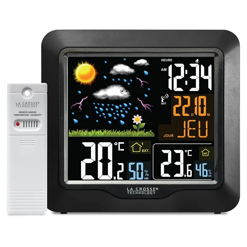 La Crosse Technology - WS6820 Radio Controlled Weather Station with Colorful LCD Screen - Black - Image 1